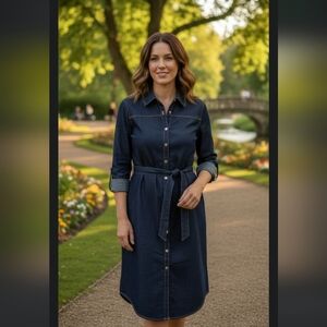 🌟NWT New York and Company Denim Pocket Tie Dress